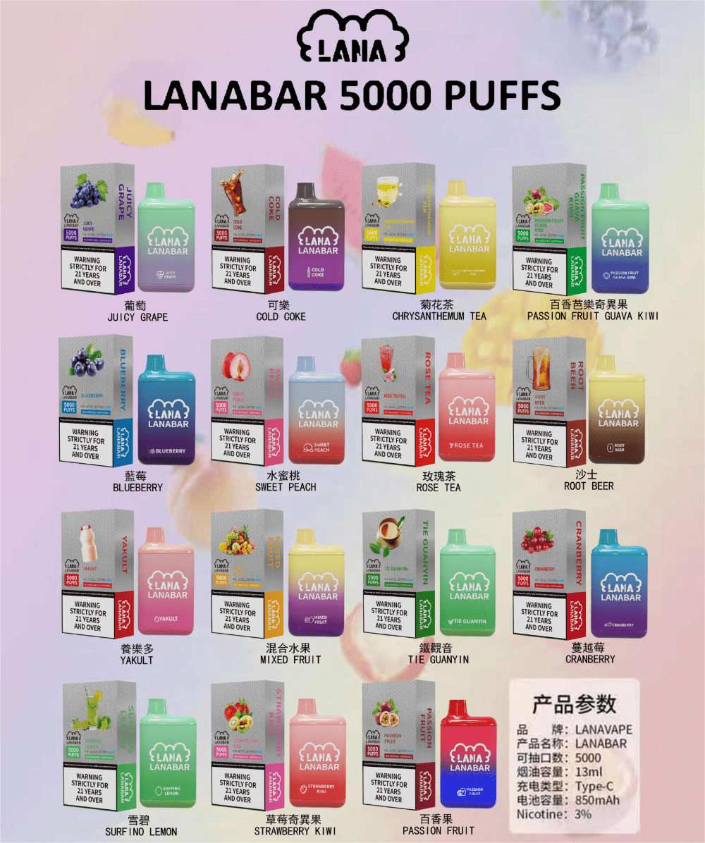 LANA拋棄式5000口✨大容量BAR電子煙🔥/TYPE-C充電 一次性電子煙-VAKA糖果雲煙館